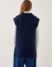 Uma Knitted Utility Vest, Blue (NAVY), large
