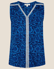 ARTISAN STUDIO Floral Batik Tank, Blue (NAVY), large