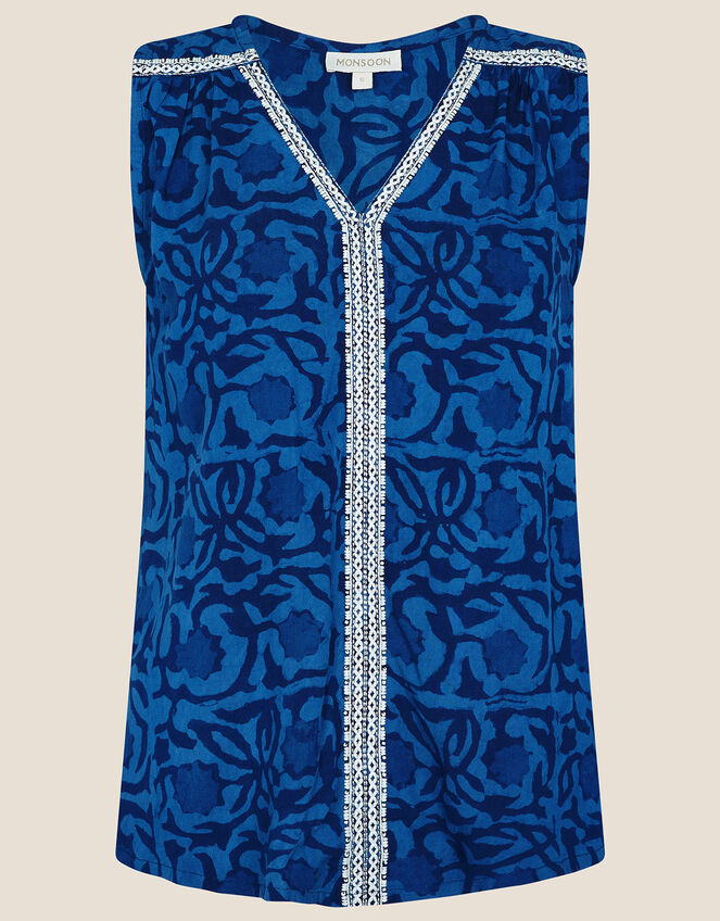 ARTISAN STUDIO Floral Batik Tank, Blue (NAVY), large