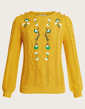 Etta Embroidered Jumper, Yellow (YELLOW), large