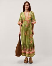 Eline Floral Print Maxi Dress, Green (GREEN), large
