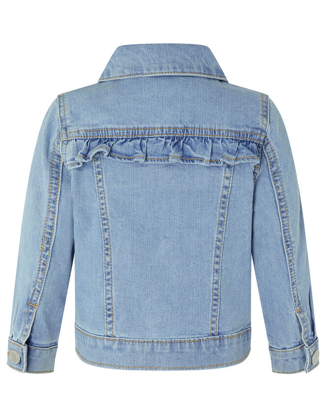 Baby Freya Denim Jacket with Floral Embroidery, Blue (BLUE), large
