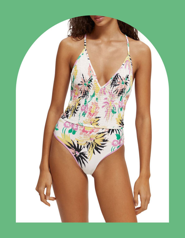 Scotch and Soda Smocked Detail Swimsuit, Multi (MULTI), large