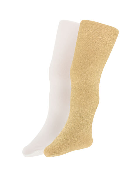 Baby Sparkly Nylon Tights Set of Two, Gold (GOLD), large