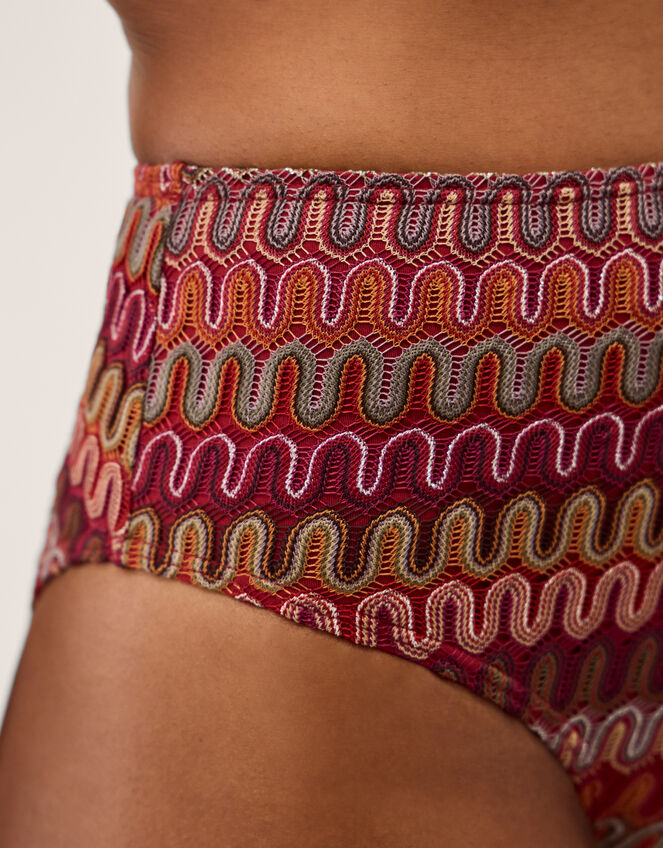 Zaria Knit High Waist Bikini Bottoms, Red (BURGUNDY), large