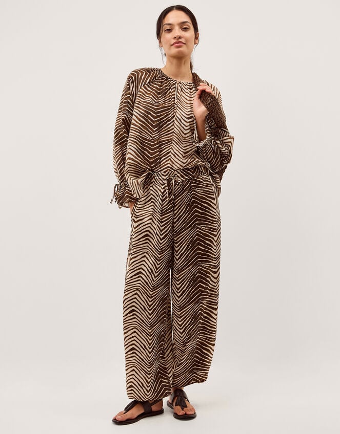 Pippa Animal Print Blouse, Green (KHAKI), large