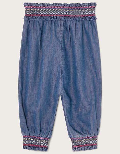 Baby Stitch Detail Chambray Trousers Blue, Blue (BLUE), large
