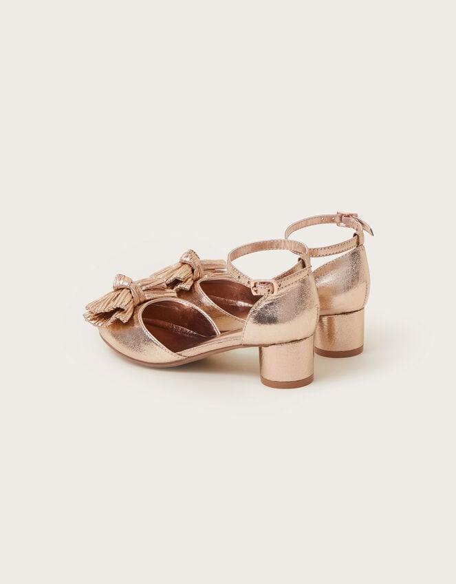 Pleated Bow Two-Part Heels Gold | Girls' Shoes & Sandals | Monsoon Global.