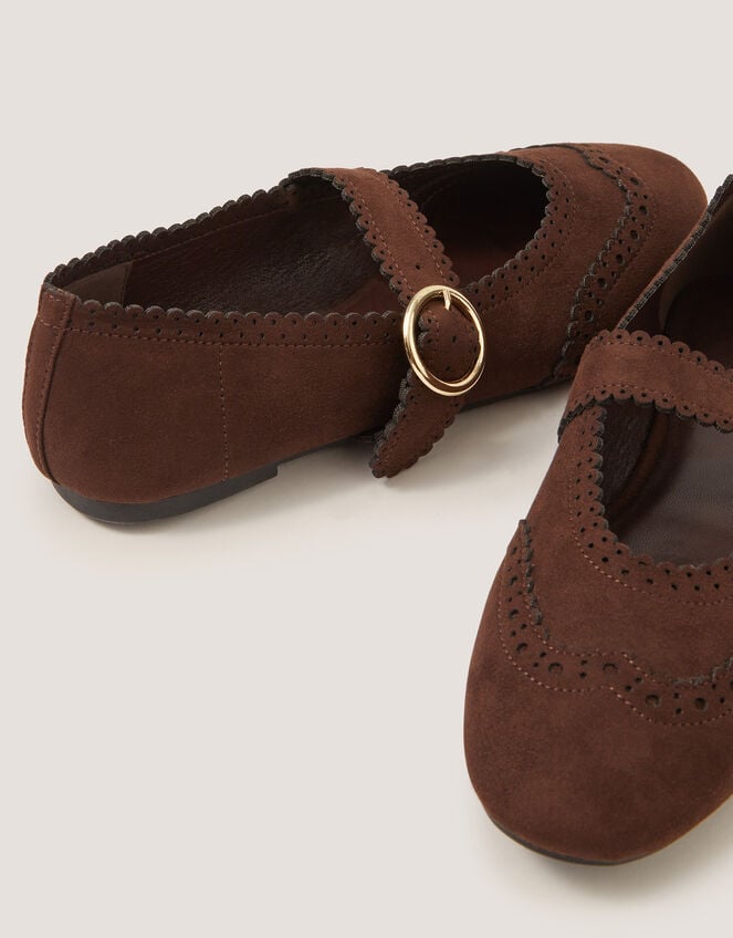Hana Faux Suede Mary Jane Ballet Flats, Brown (CHOCOLATE), large