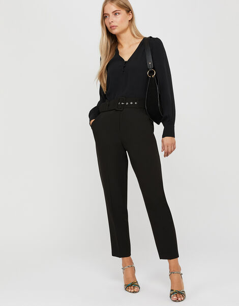 Erica Tapered Leg Trousers, Black (BLACK), large