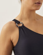 Killa One-Shoulder Swimsuit, Black (BLACK), large