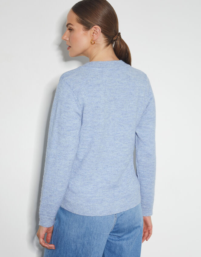 Lenny Pearl Button Cardigan, Blue (LIGHT BLUE), large
