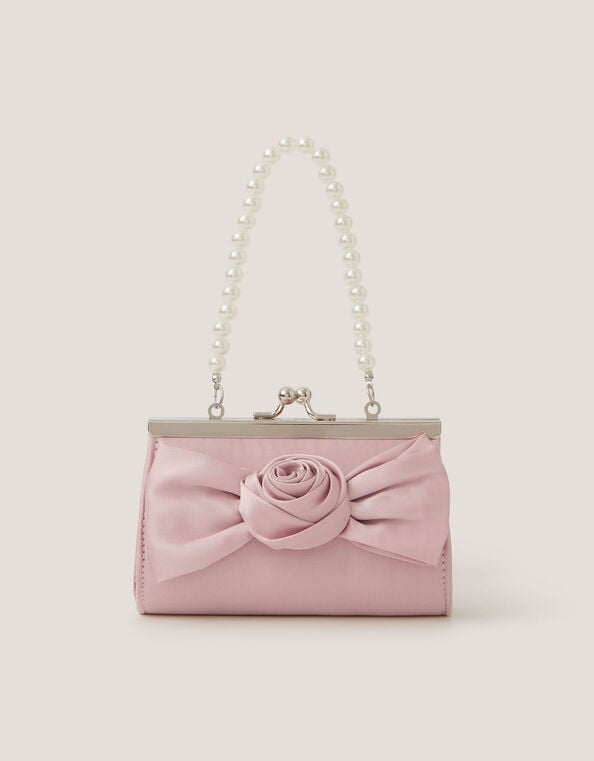 Satin Rose Bow Mini Bag, Pink (PALE PINK), large