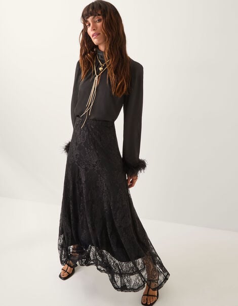Luna Lace Maxi Skirt, Black (BLACK), large
