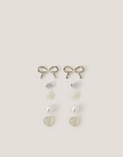 5-Pack Bow & Pearl Stud Earrings, , large
