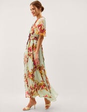 Perrie Frill Floral Print Maxi Dress, Green (SAGE), large
