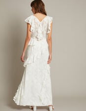Remi V-Neck Ruffle Maxi Wedding Dress, Ivory (IVORY), large