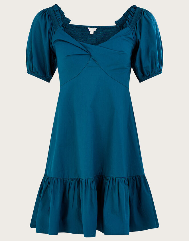 Plain Poplin Tier Dress, Teal (TEAL), large