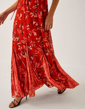 Tallie Floral Cape Maxi Dress, Orange (RUST), large