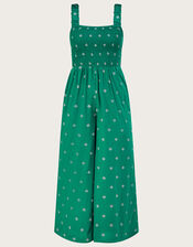 Geometric Print Cut-Out Jumpsuit in LENZING™ ECOVERO™, Green (GREEN), large