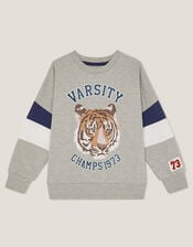 Tiger Varsity Sweatshirt, Grey (GREY), large