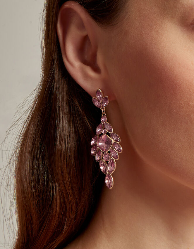 Gemstone Leaf Drop Earrings, , large