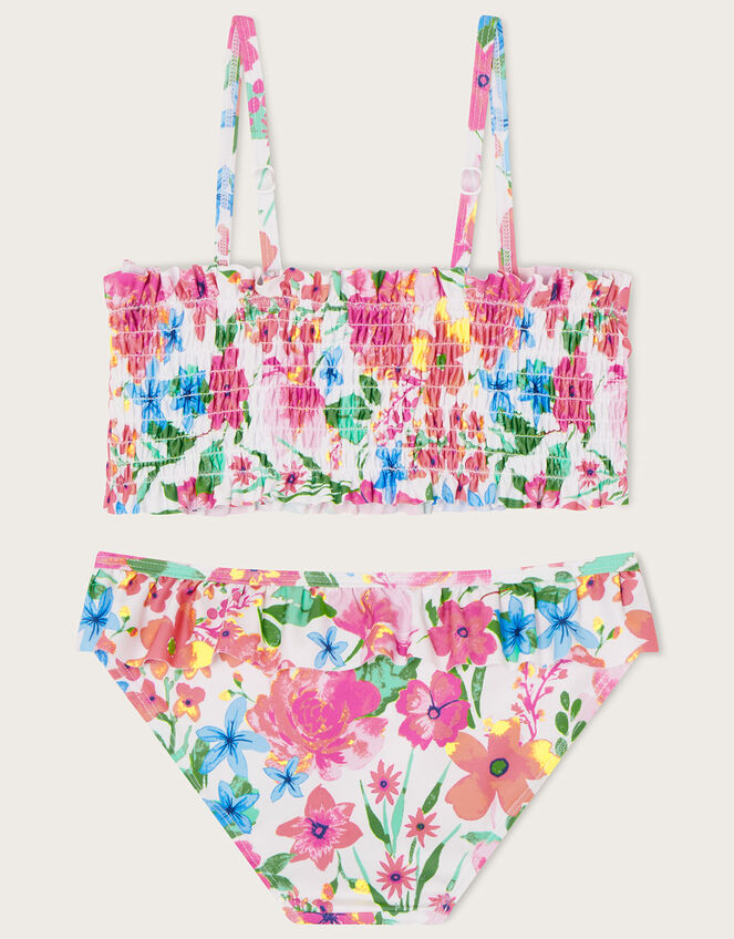 Botanical Shirred Bikini Set, Ivory (IVORY), large