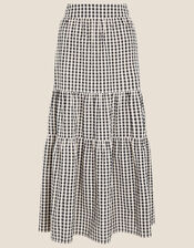 Gingham Tiered Skirt , Natural (NATURAL), large