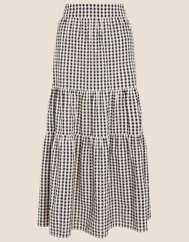 Gingham Tiered Skirt , Natural (NATURAL), large