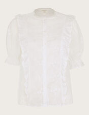 Iris Embroidered Blouse, White (WHITE), large