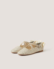 Glitter Crossover Ballet Flats, Ivory (IVORY), large