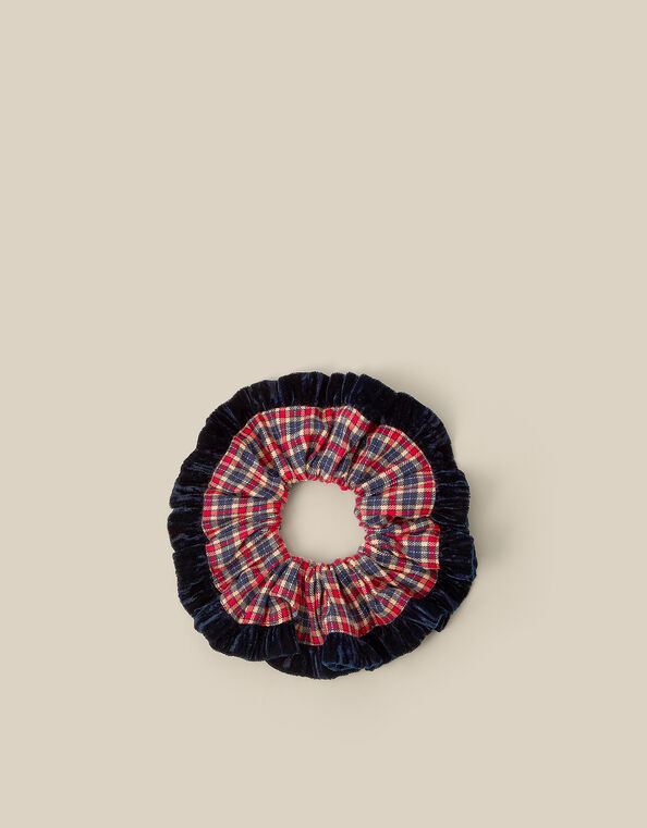 Tartan Velvet Hair Scrunchie, , large