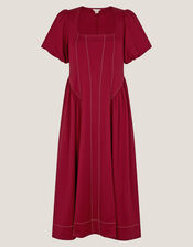 Sapna Puff Sleeve Jersey Midi Dress, Red (BERRY), large