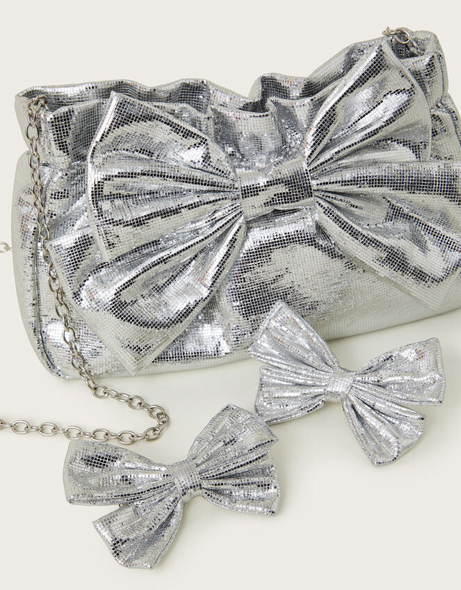 Mirror Metallic Bow Bag, , large