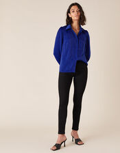 Peggy Lace Trim Blouse, Blue (BLUE), large
