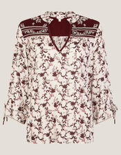 Jacqueline Floral Print Top, Ivory (IVORY), large
