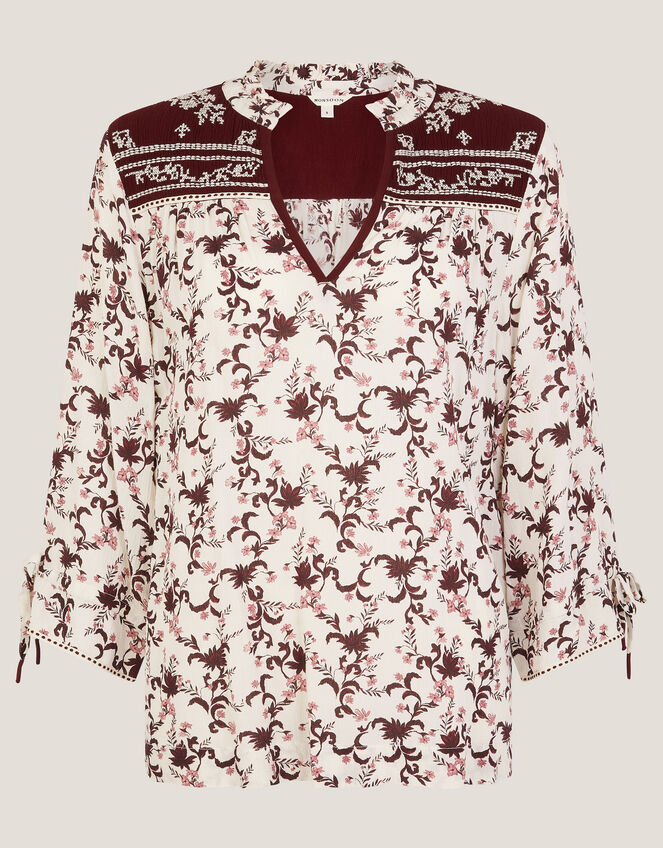 Jacqueline Floral Print Top, Ivory (IVORY), large