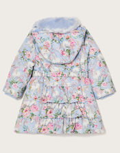 Unicorn Print Padded Coat, Blue (PALE BLUE), large
