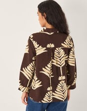 Pamela Leaf Print Top, Brown (CHOCOLATE), large