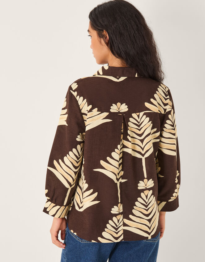 Pamela Leaf Print Top, Brown (CHOCOLATE), large