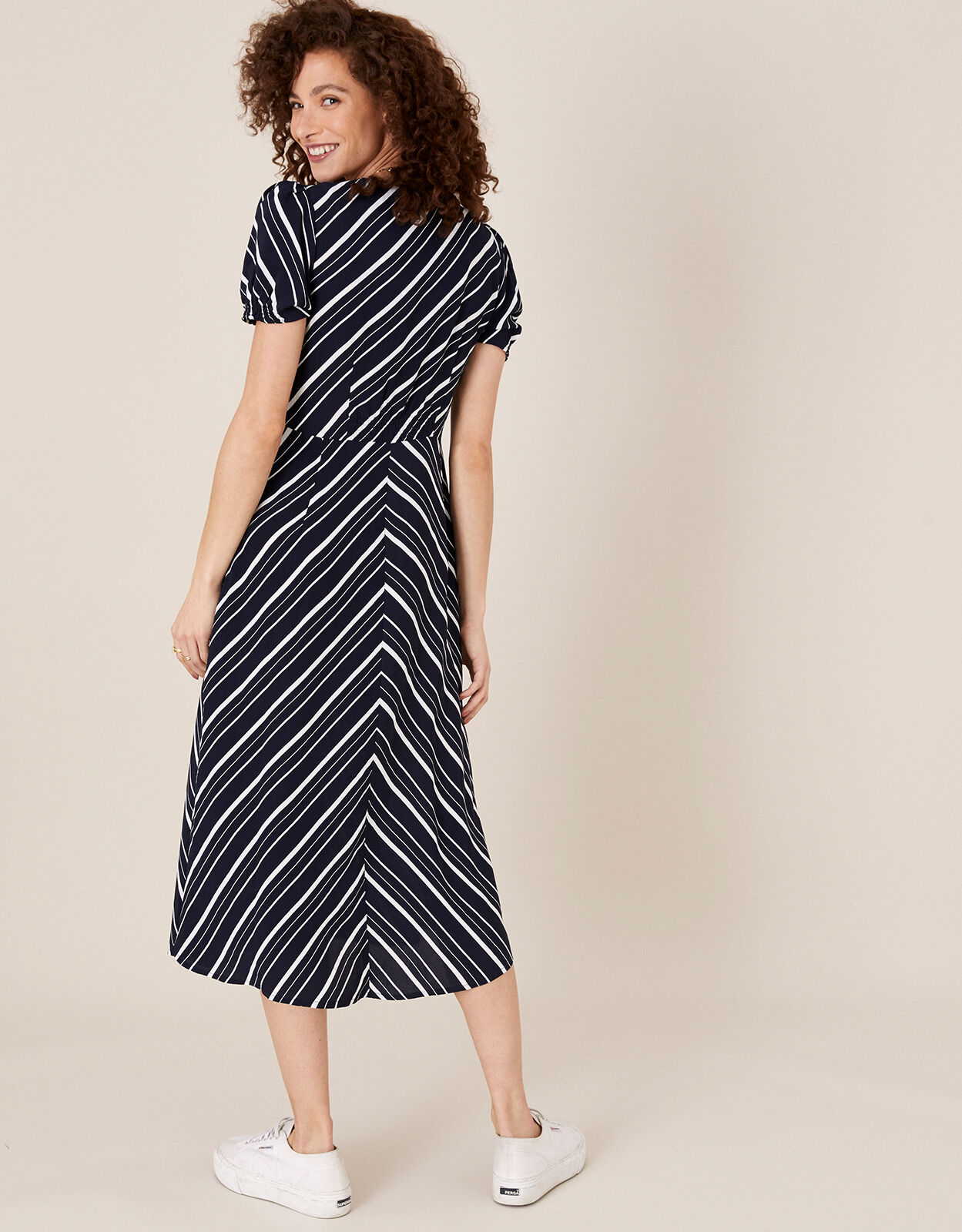 Navy striped top midi dress