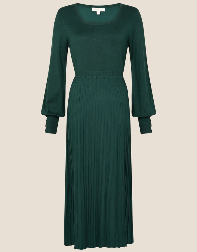 Square Neck Midi Dress, Green (DARK GREEN), large