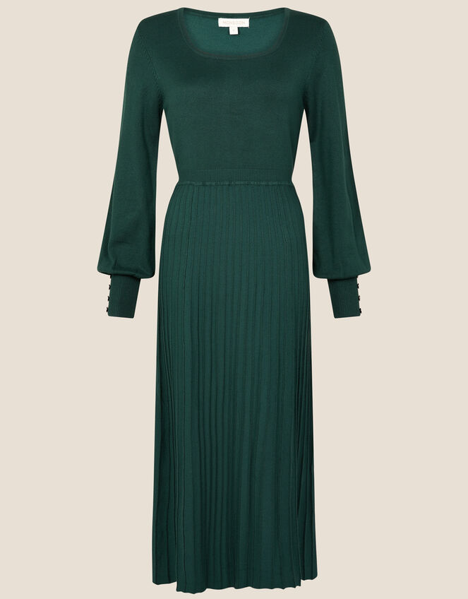 Square Neck Midi Dress, Green (DARK GREEN), large