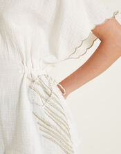 Cali Embroidered Leaf Top, Ivory (IVORY), large