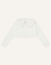 Baby Fluffy Collar Super-Soft Cardigan, Ivory (IVORY), large