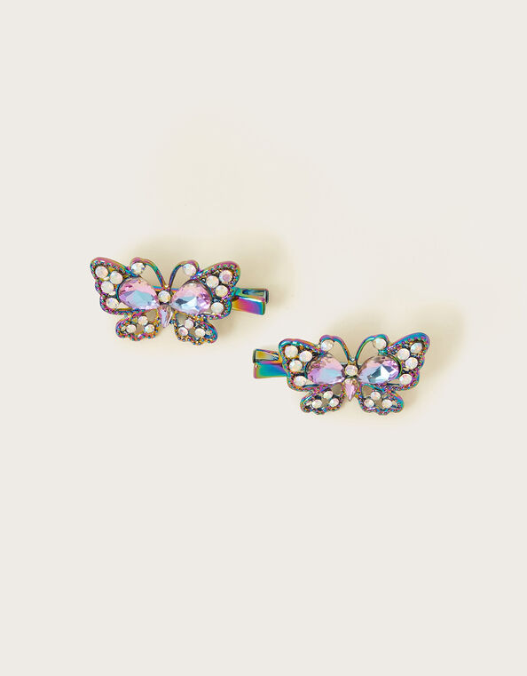 Ombre Butterfly Hair Clips Set of Two, , large