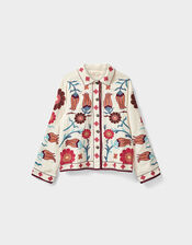 East Odeline Floral Embroidered Cotton Jacket, Ivory (IVORY), large