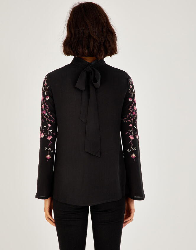 Glenn Embroidered Paisley Top , Black (BLACK), large