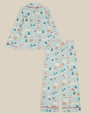 Christmas Skiing Dog Long Pyjamas Set, Blue (BLUE), large