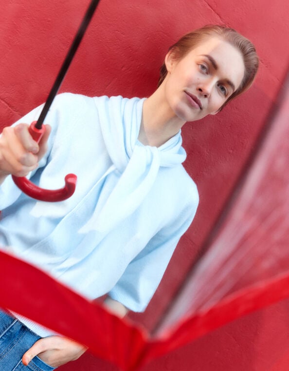 Sadie Scarf Knit Jumper, Blue (BLUE), large